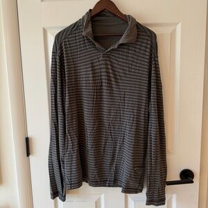 Lululemon Men's Striped Collared Sweater - Charcoal. flawed see photos